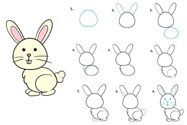 آموزش نقاشی کودکانه خرگوش