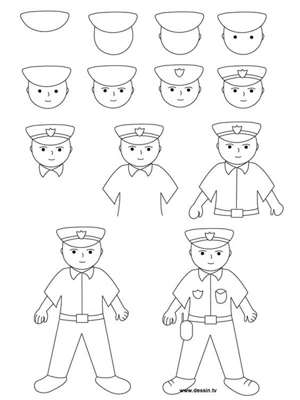 آموزش نقاشی کودکانه پلیس
