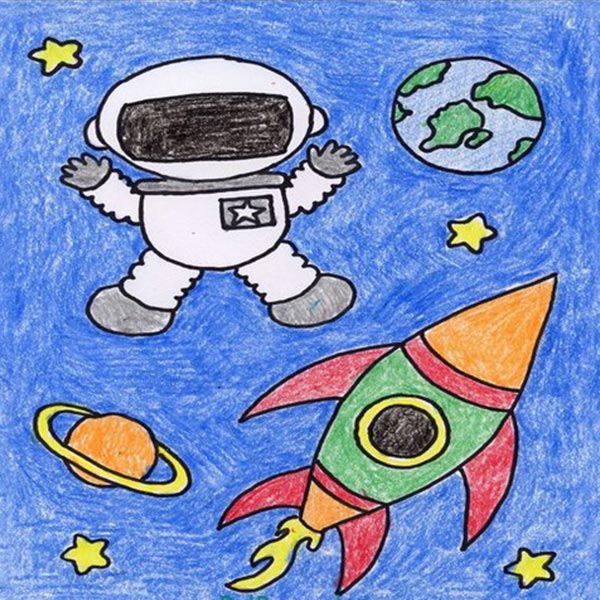 نقاشی کودکانه فضانورد