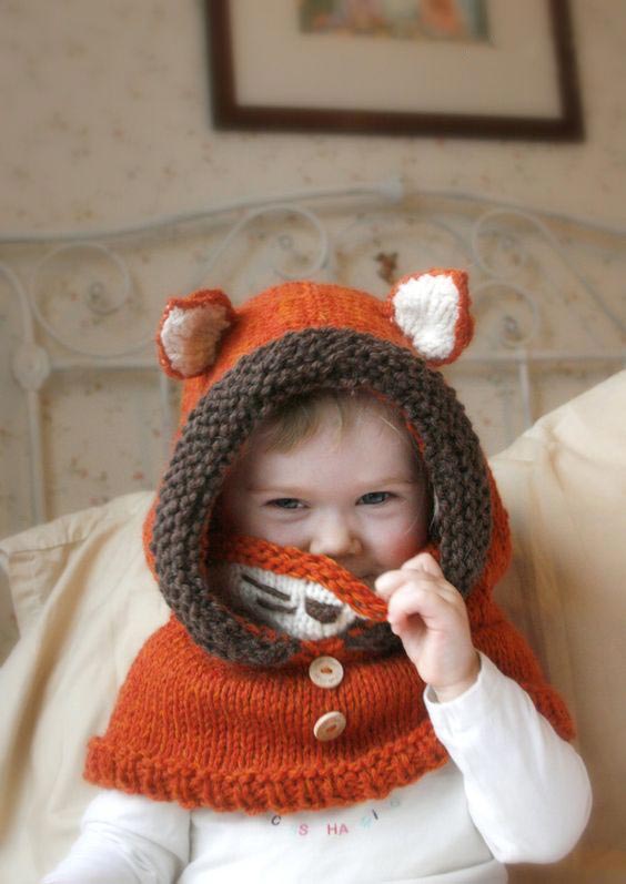 مدل کلاه بافتنی بچه گانه به شکل روباه