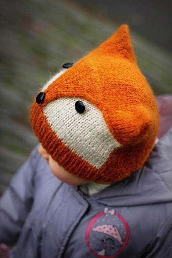 مدل کلاه بافتنی بچه گانه به شکل روباه