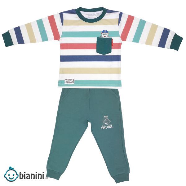 ست تی شرت و شلوار پسرانه طرح راه راه کد 3088 رنگ سبز