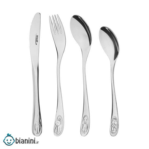 ست قاشق و چنگال کودک 4 پارچه ناب استیل کد 01