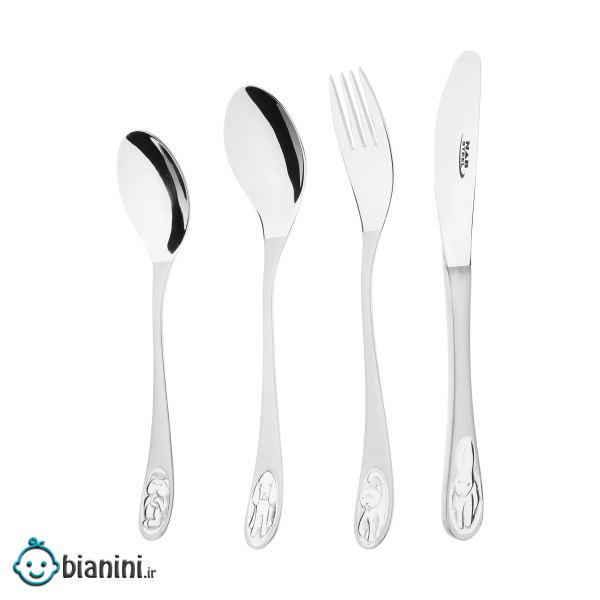 ست قاشق و چنگال کودک 4 پارچه ناب استیل کد 03