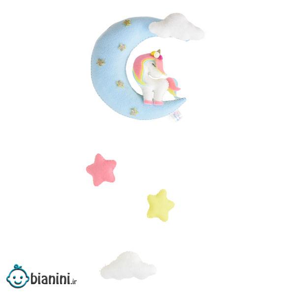 آویز تزیینی اتاق کودک طرح ماه و اسب تک شاخ