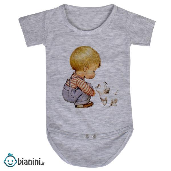 بادی نوزادی مدل boy and cat کد V22