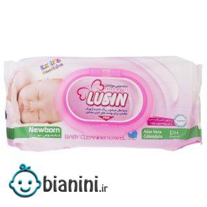 دستمال مرطوب پاک کننده کودک لوسین مخصوص نوزادان  بسته 60 عددی