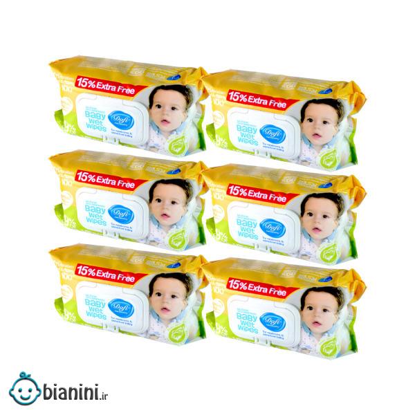 دستمال مرطوب کودک دافی مدل EX1 بسته 100 عددی مجموعه 6 عددی دستمال مرطوب کودک دافی مدل EX1 بسته 100 عددی مجموعه 6 عددی