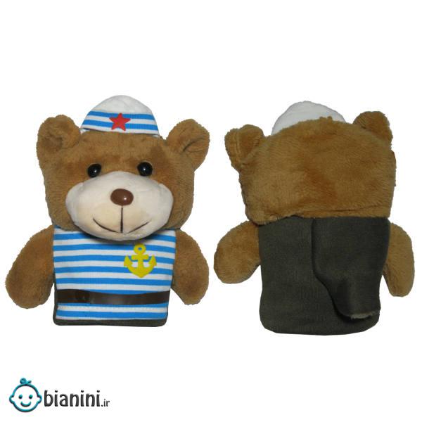 دستکش بچگانه طرح عروسکی رنگ قهوه ای روشن