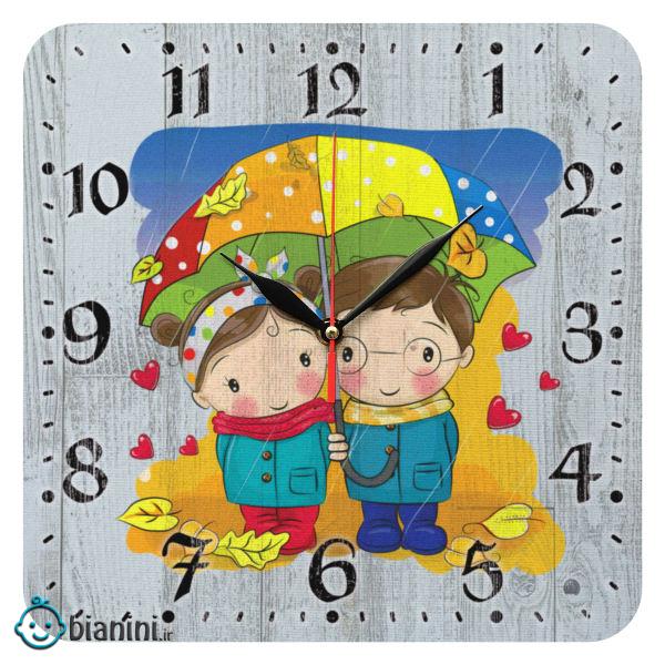 ساعت دیواری کودک مدل 1046 طرح چتر و باران