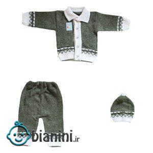 ست 3 تکه لباس بافت نوزادی مدل KI_BI_SET3-13