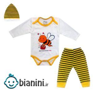 ست 3 تکه لباس نوزادی مدل زنبور کد 930282