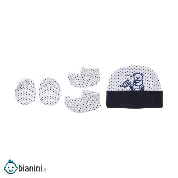 ست 3 تکه نوزادی لاکی بی بی مدل 3029-Navy Blue