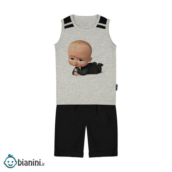 ست تاپ و شلوارک بچگانه به رسم مدل بچه رئیس کد 3000131