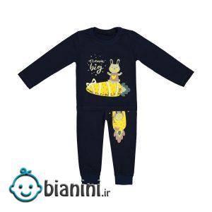 ست تی شرت و شلوار بچگانه بانالی مدل خرگوش خواب‌آلود کد ۲۱۹۱
