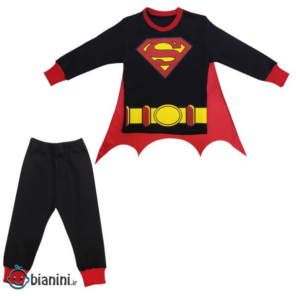 ست تی شرت و شلوار پسرانه طرح سوپرمن کد 1