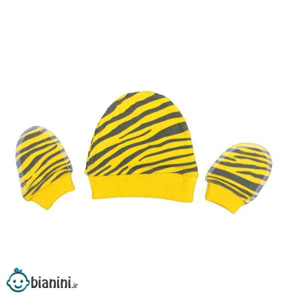 ست دستکش و کلاه نوزادی مدل ببری