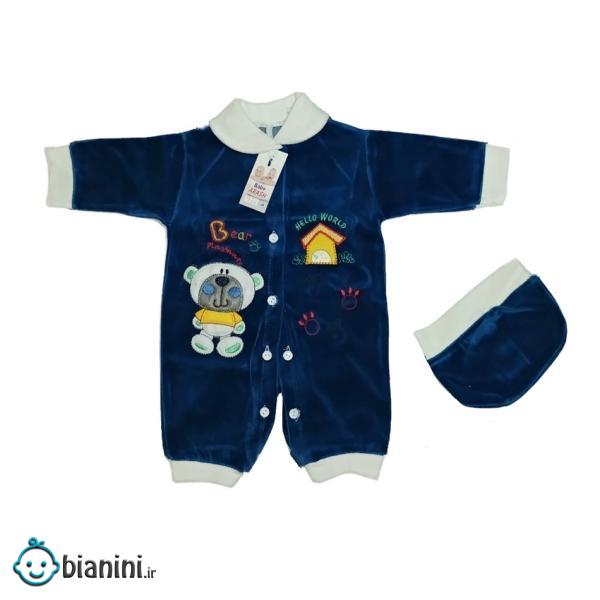 ست سرهمی و کلاه نوزادی کد 3334BLF ست سرهمی و کلاه نوزادی کد 3334BLF