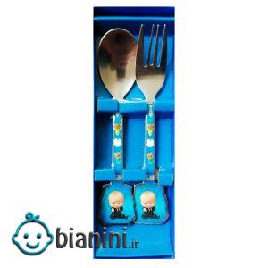 ست قاشق و چنگال کودک طرح بچه رئیس مدل FF-04