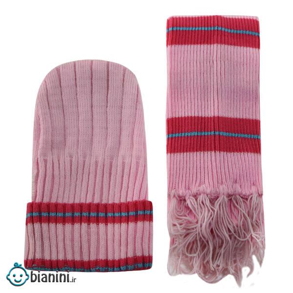 ست کلاه و شال گردن بافتنی بچگانه مدل HAT-03