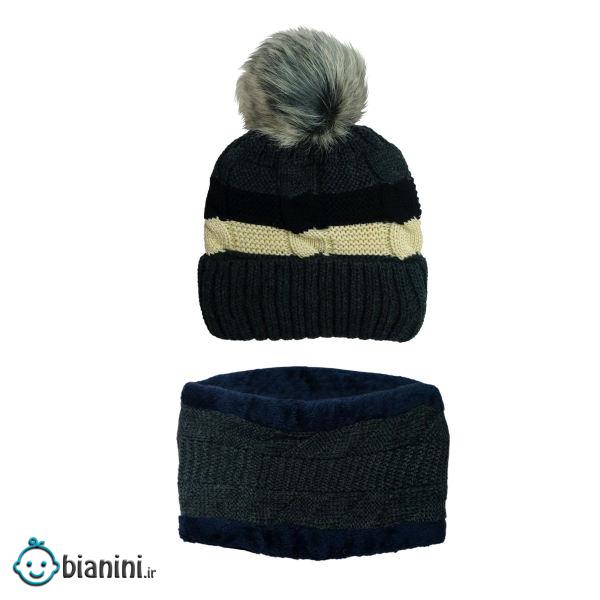 ست کلاه و شال گردن بافتنی بچگانه مدل P24094