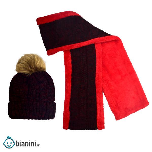 ست کلاه و شال گردن بافتنی بچگانه مدل  P3401