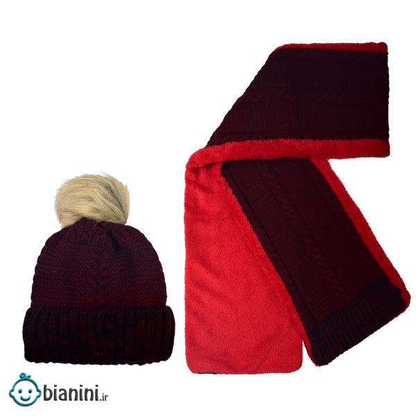 ست کلاه و شال گردن بافتنی بچگانه مدل P6693