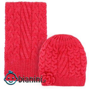 ست کلاه و شال گردن بافتنی دخترانه مدل D8130