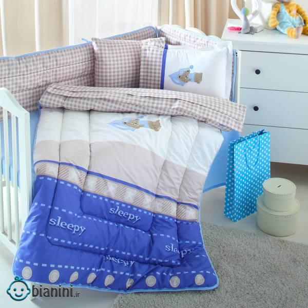 سرویس لحاف 8 تکه خواب نوزاد ازدیلک سری رنفورس گلدوزی و تکه دوزی طرح  Sleep bear