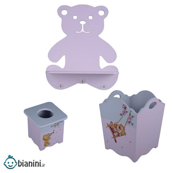 سیسمونی اتاق کودک مدل خرس دخترانه مجموعه 3 عددی