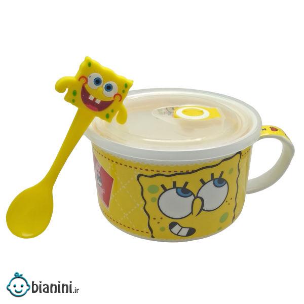 ظرف غذای کودک دو تکه مدل sponge bob کد L122