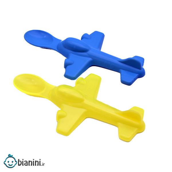 قاشق  غذا خوری کودک مدل Airplane بسته 2 عددی