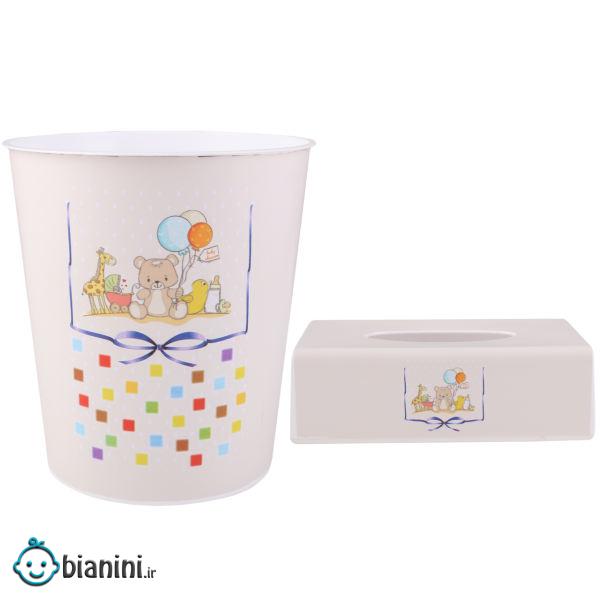 کاور دستمال کاغذی و سطل کودک طرح خرس کد 1186