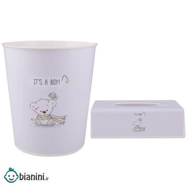 کاور دستمال کاغذی و سطل کودک طرح خرس کد 4051
