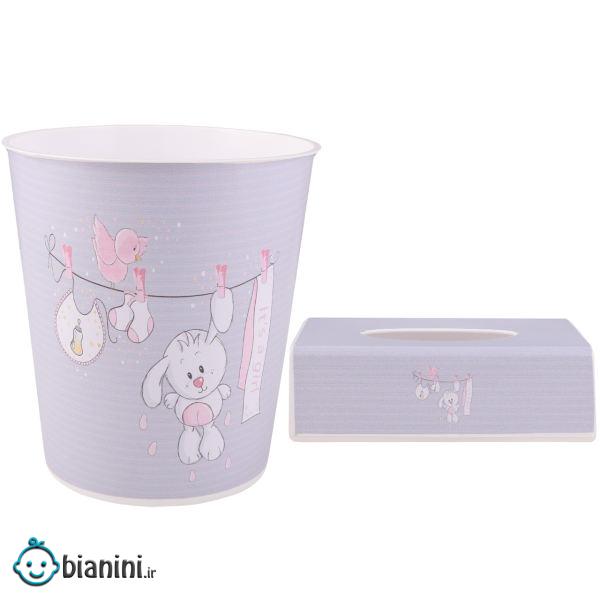 کاور دستمال کاغذی و سطل کودک طرح خرگوش کد 1050