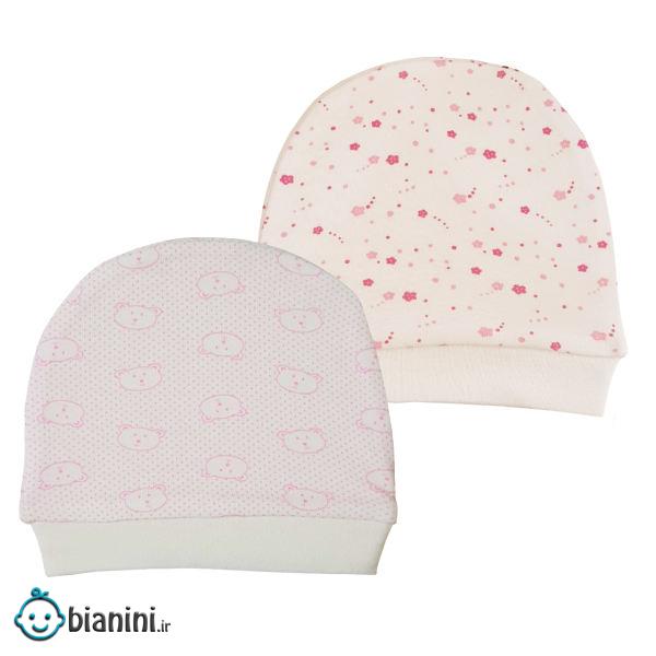 کلاه دخترانه نوزادی مدل SMIFLO مجموعه 2 عددی