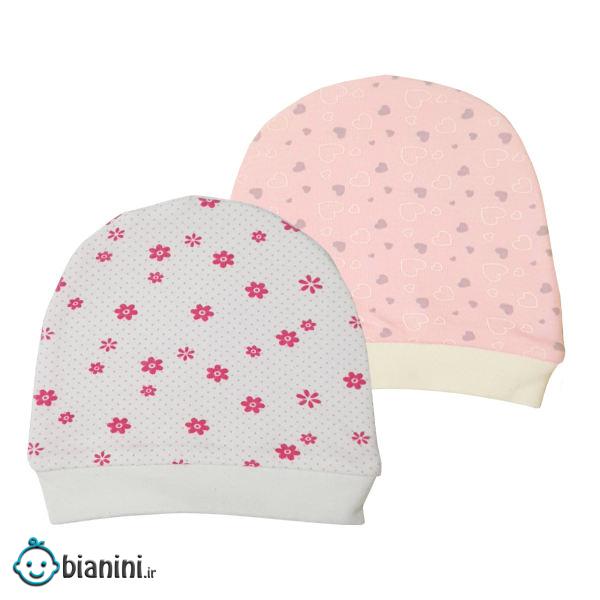کلاه نوزادی دخترانه مدل hrtflo مجموعه 2 عددی