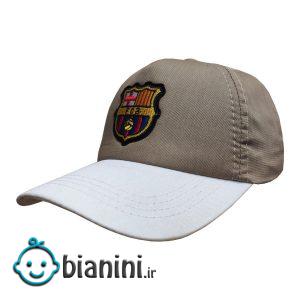 کلاه کپ پسرانه طرح بارسلونا کد 30401 رنگ کرم