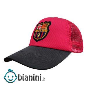 کلاه کپ پسرانه طرح بارسلونا کد PT-30377 رنگ قرمز