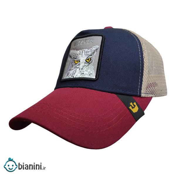 کلاه کپ پسرانه طرح جغد کد PT-30308 رنگ زرشکی