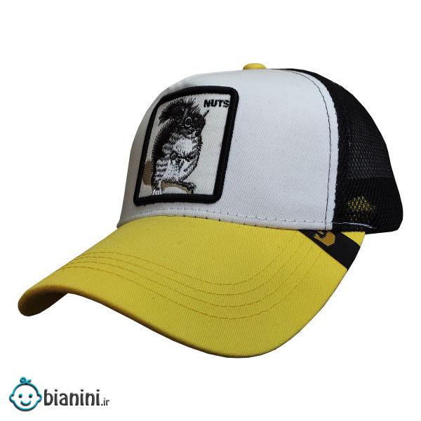 کلاه کپ پسرانه طرح سنجاب کد PT-30302 رنگ زرد