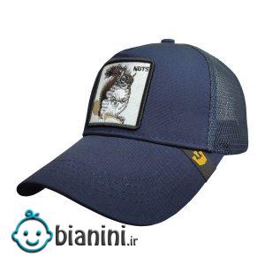 کلاه کپ پسرانه طرح سنجاب کد PT-30303 رنگ سرمه ای