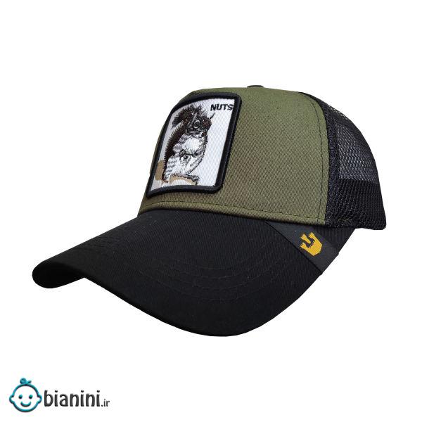 کلاه کپ پسرانه طرح سنجاب کد PT-30306 رنگ سبز