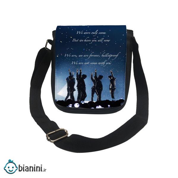 کیف دوشی دخترانه طرح bts کد d62